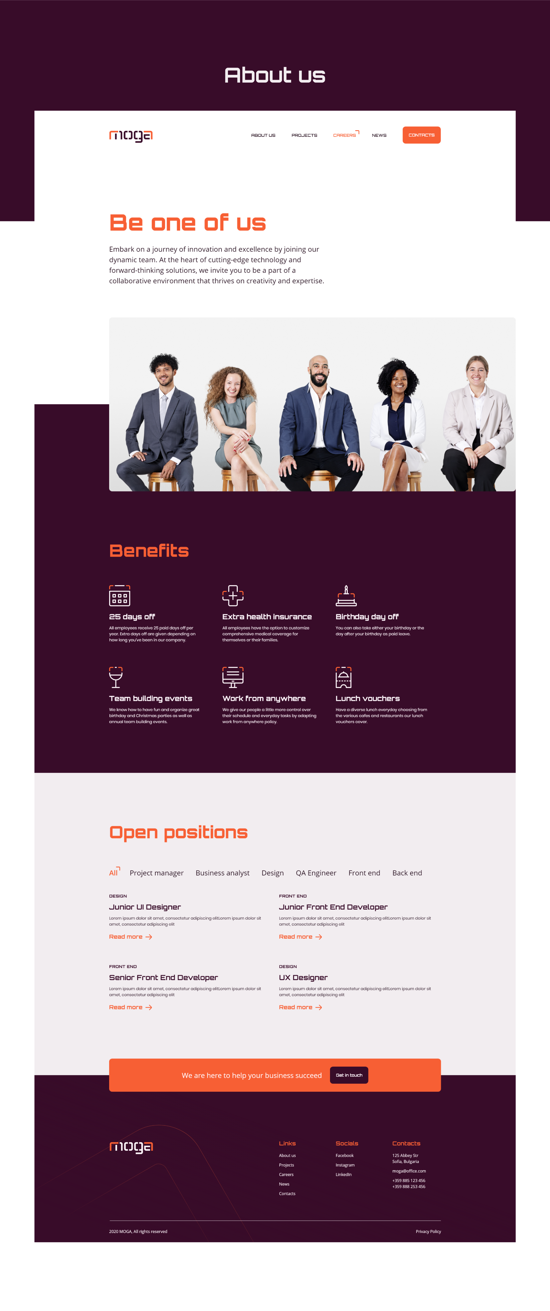 about us screen design