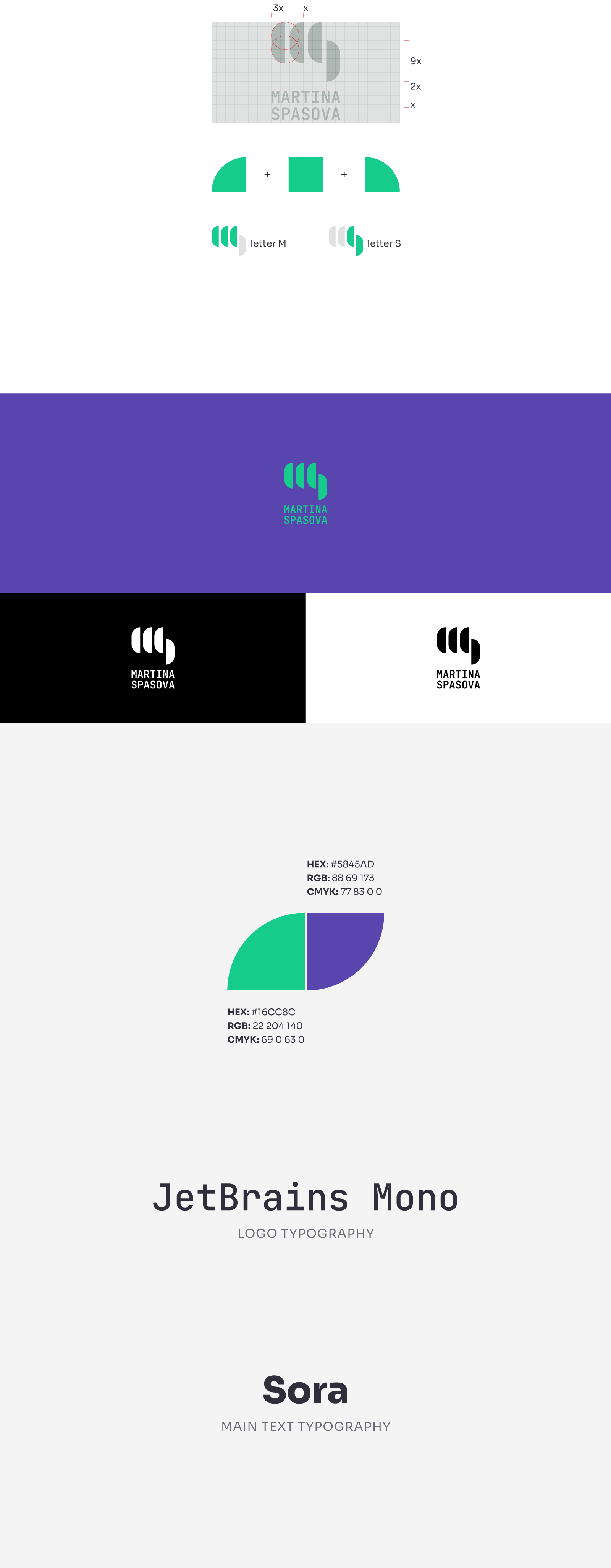 personal branding presentation of logo construction, fonts and colors