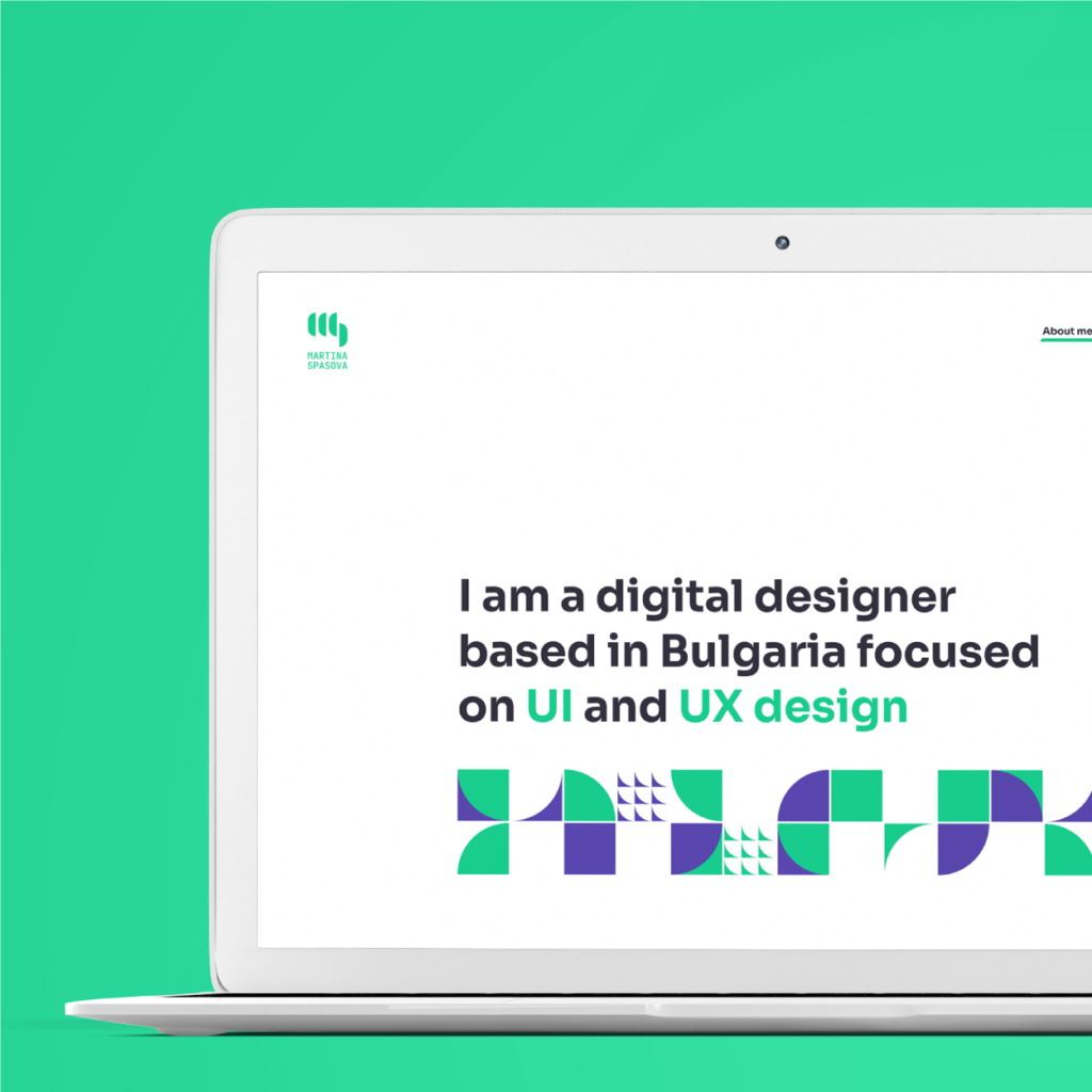 mockup image of pc with opened portfolio website